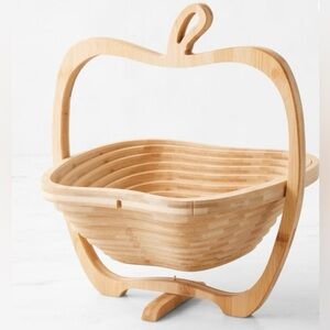 Bonnie & Pop Williams Sonoma Apple Wooden Collapsible Basket Tray Serving Dish